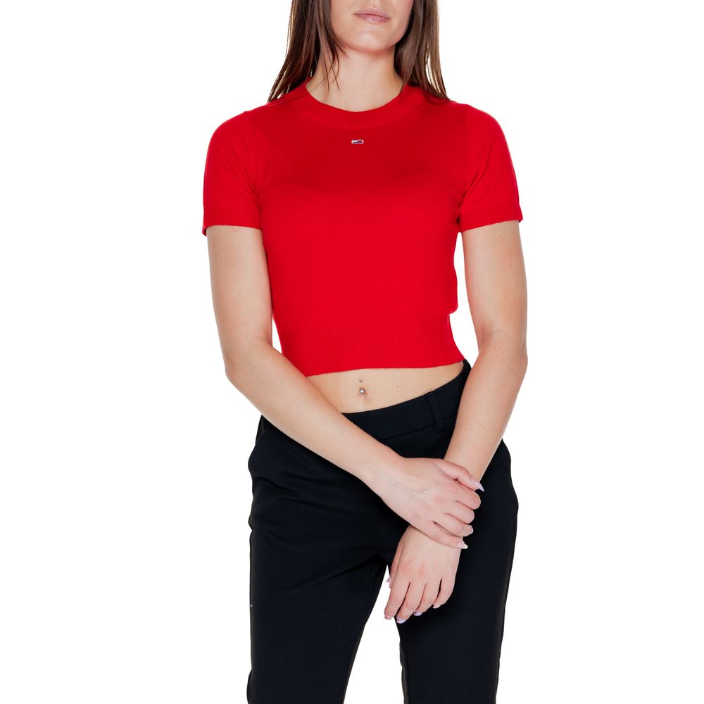 Tommy Hilfiger Jeans Rote Bio-Baumwoll-Oberteile & T-Shirt