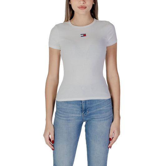 Tommy Hilfiger Jeans Cremefarbene Baumwolle Rigenerato Tops & T-Shirt