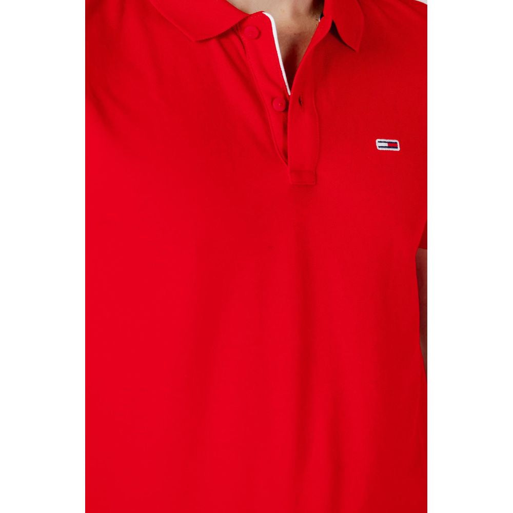 Tommy Hilfiger Jeans Rotes Baumwoll-Poloshirt