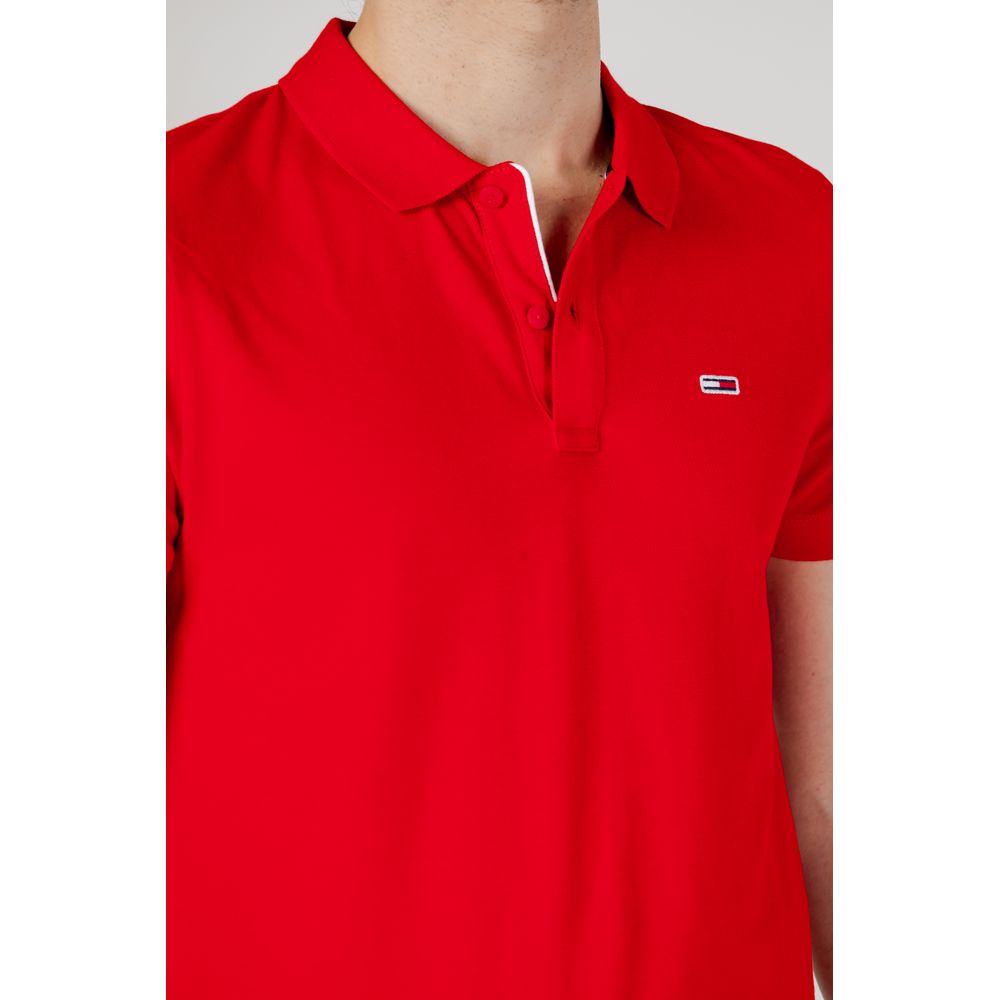 Tommy Hilfiger Jeans Rotes Baumwoll-Poloshirt