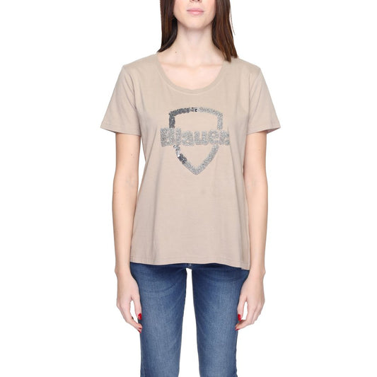 Blauer Beige Baumwolle Tops & T-Shirt