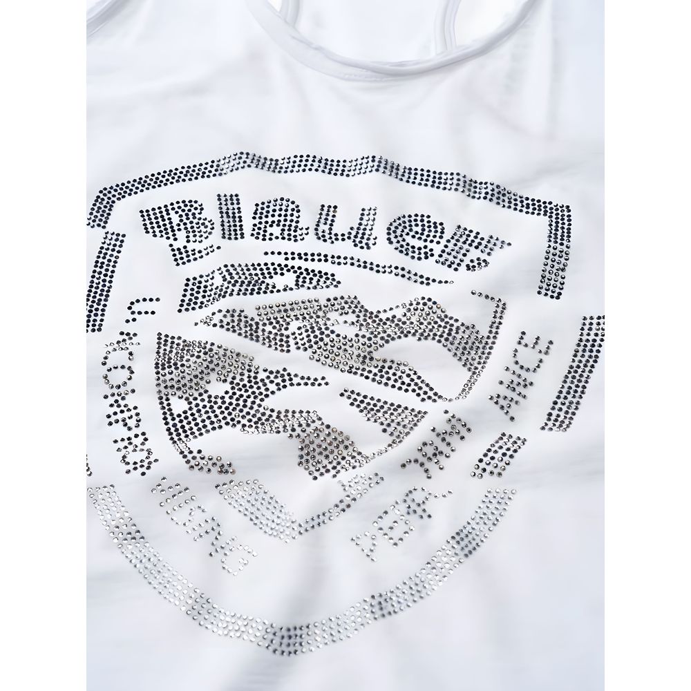 Blauer Weiße Baumwoll-Oberteile & T-Shirt