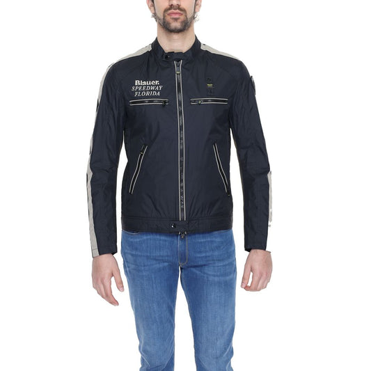 Blauer Schwarze Polyamid-Jacke