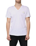 Bild in Galerie-Betrachter laden, Dolce & Gabbana White Logo Cotton V-neck Short Sleeve T-shirt
