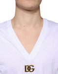 Bild in Galerie-Betrachter laden, Dolce & Gabbana White Logo Cotton Vneck Short Sleeve T-shirt
