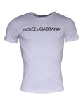 Bild in Galerie-Betrachter laden, Dolce & Gabbana White Logo Print Cotton Crew Neck T-shirt
