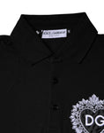 Bild in Galerie-Betrachter laden, Dolce & Gabbana Black DG Heart Cotton Collared Polo T-shirt
