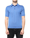 Bild in Galerie-Betrachter laden, Dolce & Gabbana Blue Cashmere Short Sleeves Men Polo T-shirt
