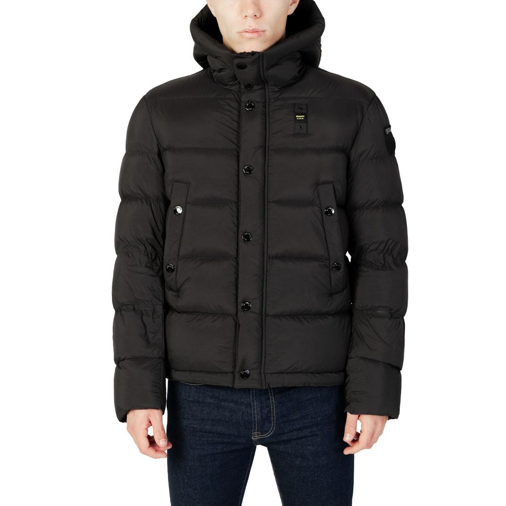 Blauer Schwarze Polyamid-Jacke