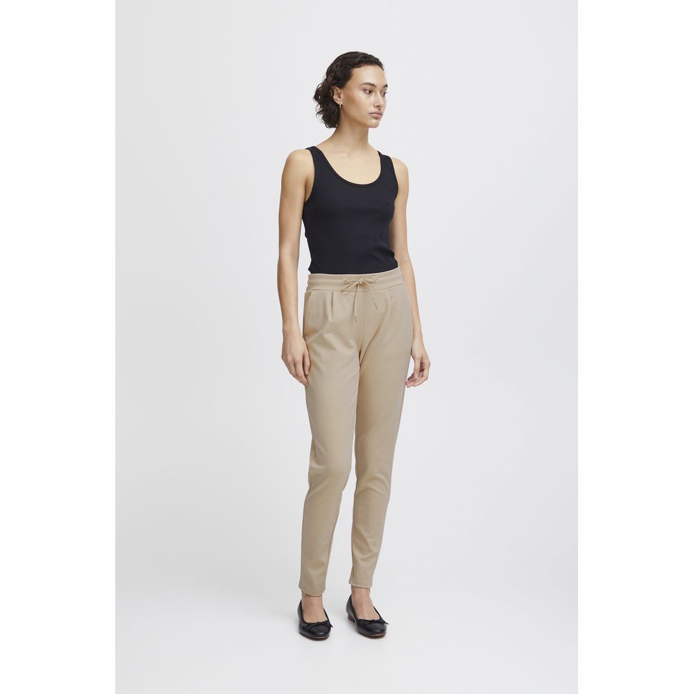 ICHI Beige Polyester Jeans & Hose