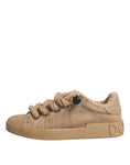 Bild in Galerie-Betrachter laden, Dolce & Gabbana Brown Jute Fabric Low Top Men Sneakers Shoes
