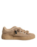 Bild in Galerie-Betrachter laden, Dolce & Gabbana Brown Jute Fabric Low Top Men Sneakers Shoes
