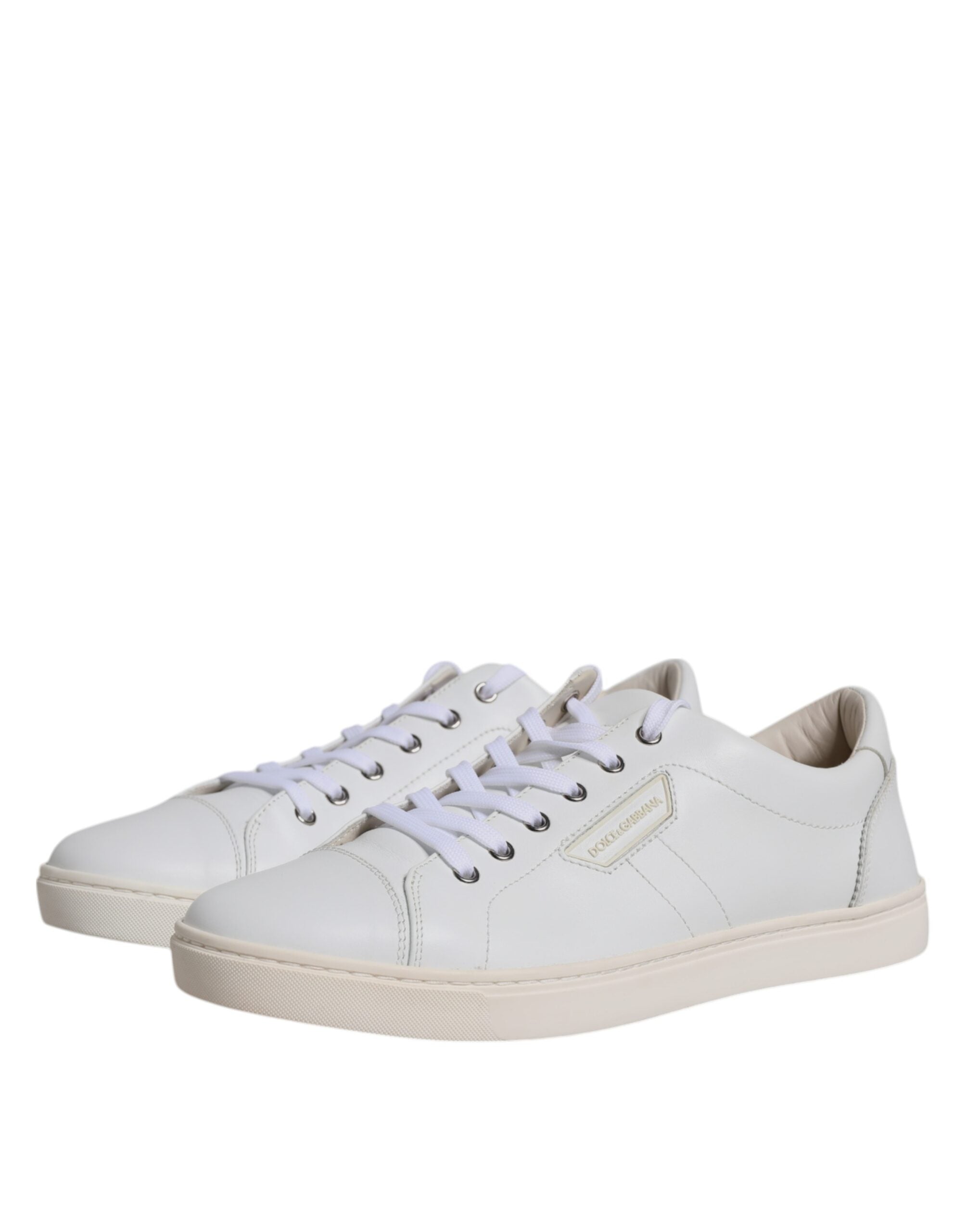 Dolce & Gabbana White Leather Low Top Men Sneakers Shoes