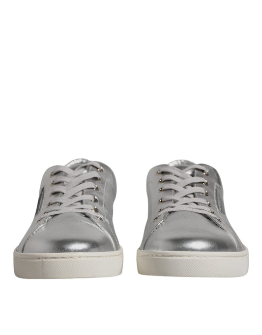 Dolce & Gabbana Silver London Low Top Leather Sneakers Shoes