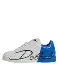 Bild in Galerie-Betrachter laden, Dolce & Gabbana White Blue Portofino Low Top Sneakers Shoes
