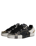 Bild in Galerie-Betrachter laden, Dolce & Gabbana Black White Portofino Low Top Sneakers Shoes
