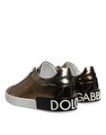 Bild in Galerie-Betrachter laden, Dolce & Gabbana Gold Leather Logo Portofino Men Sneaker Shoes
