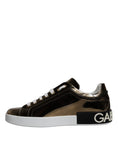 Bild in Galerie-Betrachter laden, Dolce & Gabbana Gold Leather Logo Portofino Men Sneaker Shoes
