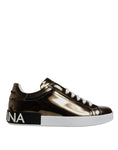 Bild in Galerie-Betrachter laden, Dolce & Gabbana Gold Leather Logo Portofino Men Sneaker Shoes
