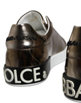 Bild in Galerie-Betrachter laden, Dolce & Gabbana Gold Leather Logo Portofino Men Sneaker Shoes
