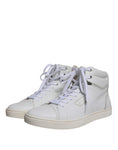 Bild in Galerie-Betrachter laden, Dolce & Gabbana White Leather Mid Top Men Sneakers Shoes
