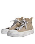 Bild in Galerie-Betrachter laden, Dolce & Gabbana Beige White Canvas High Top Sneakers Shoes
