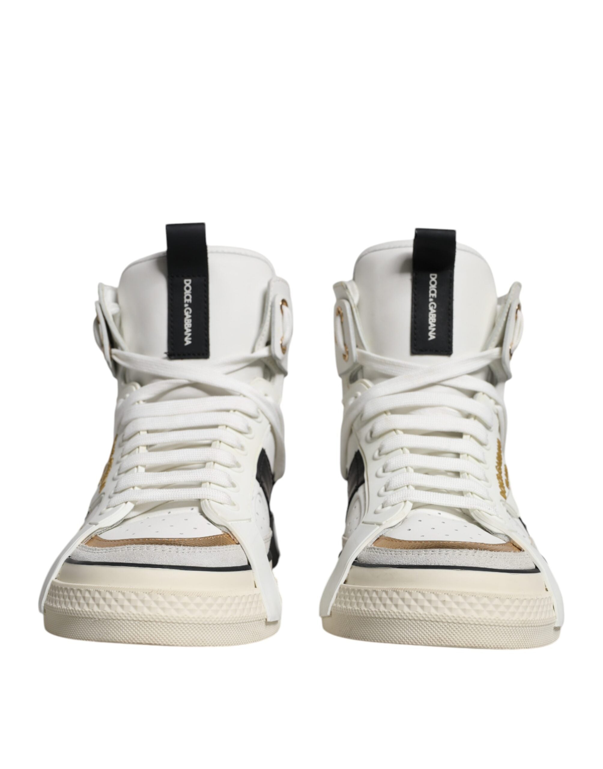 Dolce & Gabbana White Leather High Top Men Sneakers Shoes