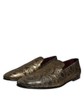 Bild in Galerie-Betrachter laden, Dolce & Gabbana Gold Jacquard Flats Men Loafers Dress Shoes
