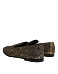 Bild in Galerie-Betrachter laden, Dolce & Gabbana Gold Jacquard Flats Men Loafers Dress Shoes
