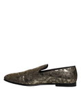 Bild in Galerie-Betrachter laden, Dolce & Gabbana Gold Jacquard Flats Men Loafers Dress Shoes
