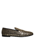 Bild in Galerie-Betrachter laden, Dolce & Gabbana Gold Jacquard Flats Men Loafers Dress Shoes
