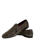 Bild in Galerie-Betrachter laden, Dolce & Gabbana Gold Jacquard Flats Men Loafers Dress Shoes
