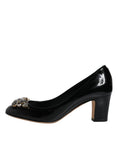 Bild in Galerie-Betrachter laden, Dolce & Gabbana Black Leather Crystal Heels Pumps Shoes
