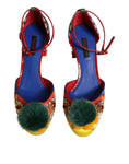 Load image into Gallery viewer, Dolce & Gabbana Multicolor Carretto Crystal Fur Sandals Shoes
