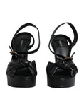 Resmi galeri görüntüleyiciye yükleyin, Dolce & Gabbana Black Leather Platform Heels Sandals Shoes
