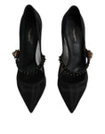 Load image into Gallery viewer, Dolce & Gabbana Black Mesh Mary Jane Crystal Heel Pump Shoes
