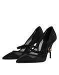 Load image into Gallery viewer, Dolce & Gabbana Black Mesh Mary Jane Crystal Heel Pump Shoes
