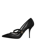 Load image into Gallery viewer, Dolce & Gabbana Black Mesh Mary Jane Crystal Heel Pump Shoes
