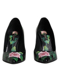 Load image into Gallery viewer, Dolce & Gabbana Black Floral Print High Heels Pumps Shoes
