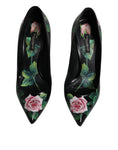 Load image into Gallery viewer, Dolce & Gabbana Black Floral Print High Heels Pumps Shoes
