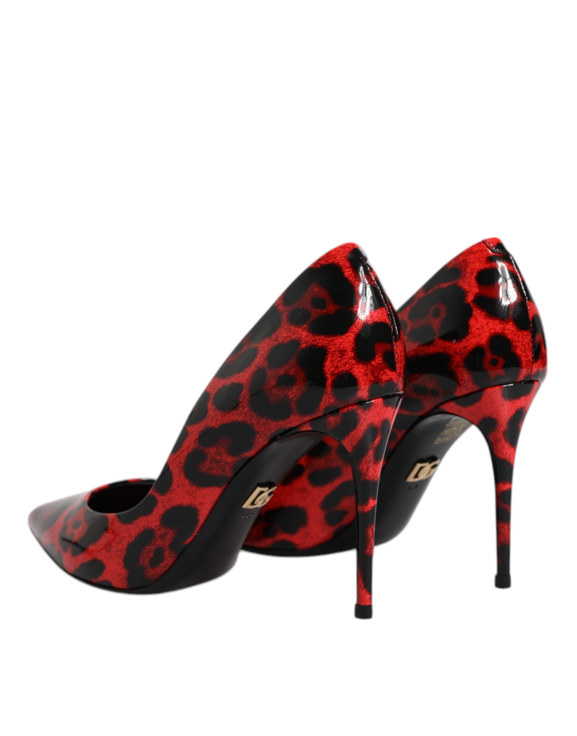 Dolce & Gabbana Red Leopard Leather Stiletto High Heels Pumps Shoes