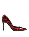 Load image into Gallery viewer, Dolce & Gabbana Red Leopard Leather Stiletto High Heels Pumps Shoes
