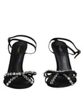 Load image into Gallery viewer, Dolce & Gabbana Black Leather Crystal Heels Sandals Shoes
