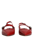 Resmi galeri görüntüleyiciye yükleyin, Dolce & Gabbana Red Leather Slingback Flats Sandals Shoes
