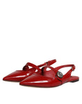 Resmi galeri görüntüleyiciye yükleyin, Dolce & Gabbana Red Leather Slingback Flats Sandals Shoes
