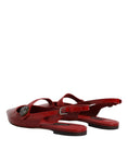 Resmi galeri görüntüleyiciye yükleyin, Dolce & Gabbana Red Leather Slingback Flats Sandals Shoes
