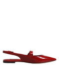 Resmi galeri görüntüleyiciye yükleyin, Dolce & Gabbana Red Leather Slingback Flats Sandals Shoes
