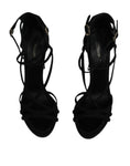 Resmi galeri görüntüleyiciye yükleyin, Dolce & Gabbana Black Suede Ankle Strap Heels Sandals Shoes
