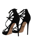 Resmi galeri görüntüleyiciye yükleyin, Dolce & Gabbana Black Suede Ankle Strap Heels Sandals Shoes
