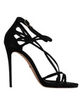 Resmi galeri görüntüleyiciye yükleyin, Dolce & Gabbana Black Suede Ankle Strap Heels Sandals Shoes
